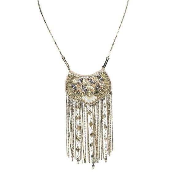 Stella & Dot Analena Pendant Necklace Mixed Metal Tones Stones Pearls - Picture 2 of 10